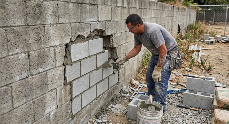 Block Wall Repair in Coweta County, GA