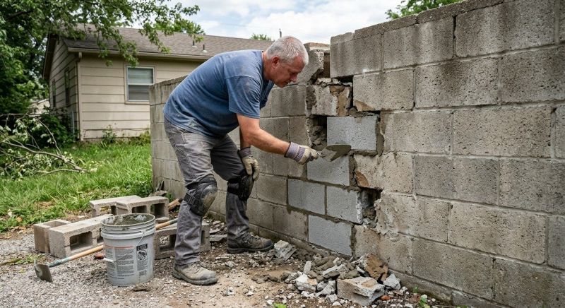 Cinder Block Wall Repair in Carrollton, GA