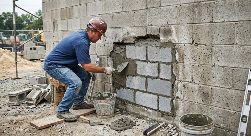 Cinder Block Wall Repair in Coweta County, GA