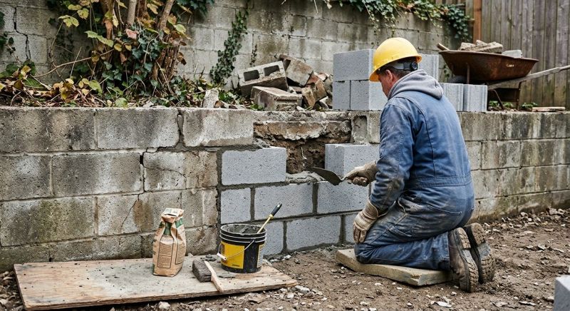 Cinder Block Wall Repair in Coweta County, GA