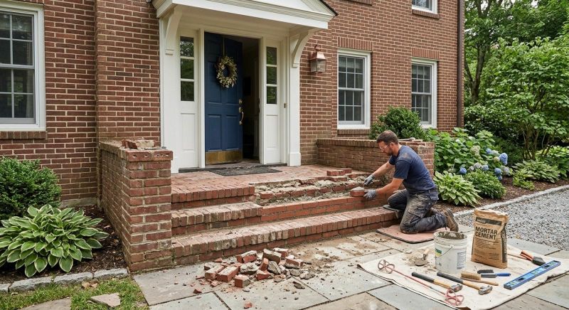 Entryway Brick Repair in Douglasville, GA