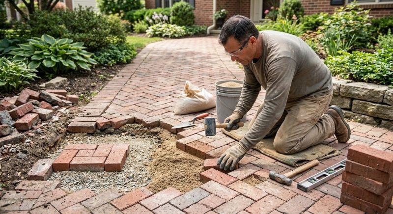 Entryway Brick Repair in Douglasville, GA